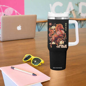 Year of the Horse Chinese New Year Tumbler With Handle Floral Zodiac Horse Lunar Festival TS02 Print Your Wear