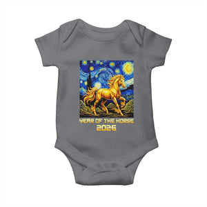 Year of the Horse Starry Night Inspired Graphic Baby Onesie Golden Horse Chinese Zodiac Art TS02 Charcoal Print Your Wear