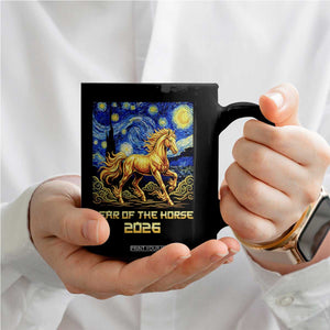 Year of the Horse Starry Night Inspired Graphic Coffee Mug Golden Horse Chinese Zodiac Art TS02 Print Your Wear