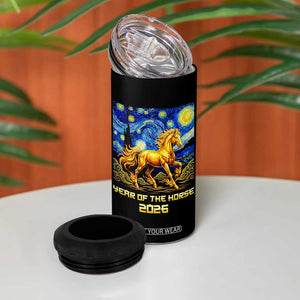 Year of the Horse Starry Night Inspired Graphic 4 in 1 Can Cooler Tumbler Golden Horse Chinese Zodiac Art TS02 Print Your Wear