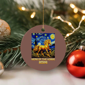 Year of the Horse Starry Night Inspired Graphic Ceramic Ornament Golden Horse Chinese Zodiac Art TS02 1pc Mocha Print Your Wear