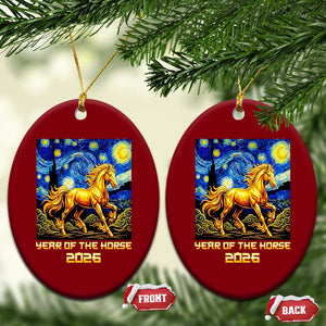 Year of the Horse Starry Night Inspired Graphic Ceramic Ornament Golden Horse Chinese Zodiac Art TS02 Print Your Wear