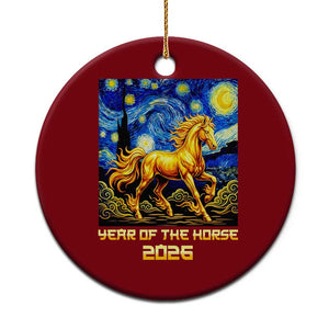 Year of the Horse Starry Night Inspired Graphic Ceramic Ornament Golden Horse Chinese Zodiac Art TS02 1pc Red Print Your Wear
