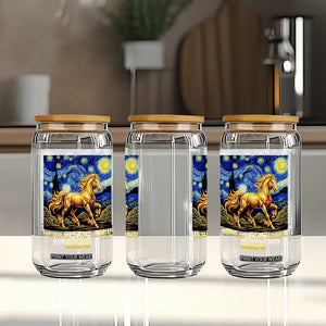 Year of the Horse Starry Night Inspired Graphic Glass Can Golden Horse Chinese Zodiac Art TS02 Print Your Wear