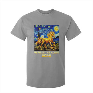 Year of the Horse Starry Night Inspired Graphic T Shirt For Kid Golden Horse Chinese Zodiac Art TS02 Sport Gray Print Your Wear