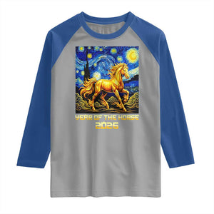 Year of the Horse Starry Night Inspired Graphic Raglan Shirt Golden Horse Chinese Zodiac Art TS02 Sport Gray Royal Print Your Wear