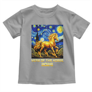 Year of the Horse Starry Night Inspired Graphic Toddler T Shirt Golden Horse Chinese Zodiac Art TS02 Sport Gray Print Your Wear