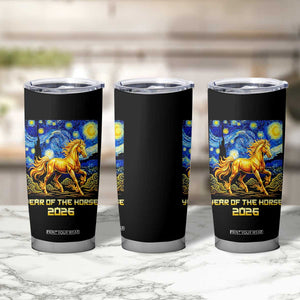 Year of the Horse Starry Night Inspired Graphic Tumbler Cup Golden Horse Chinese Zodiac Art TS02 Print Your Wear