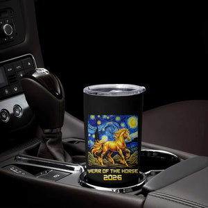 Year of the Horse Starry Night Inspired Graphic Tumbler Cup Golden Horse Chinese Zodiac Art TS02 Print Your Wear