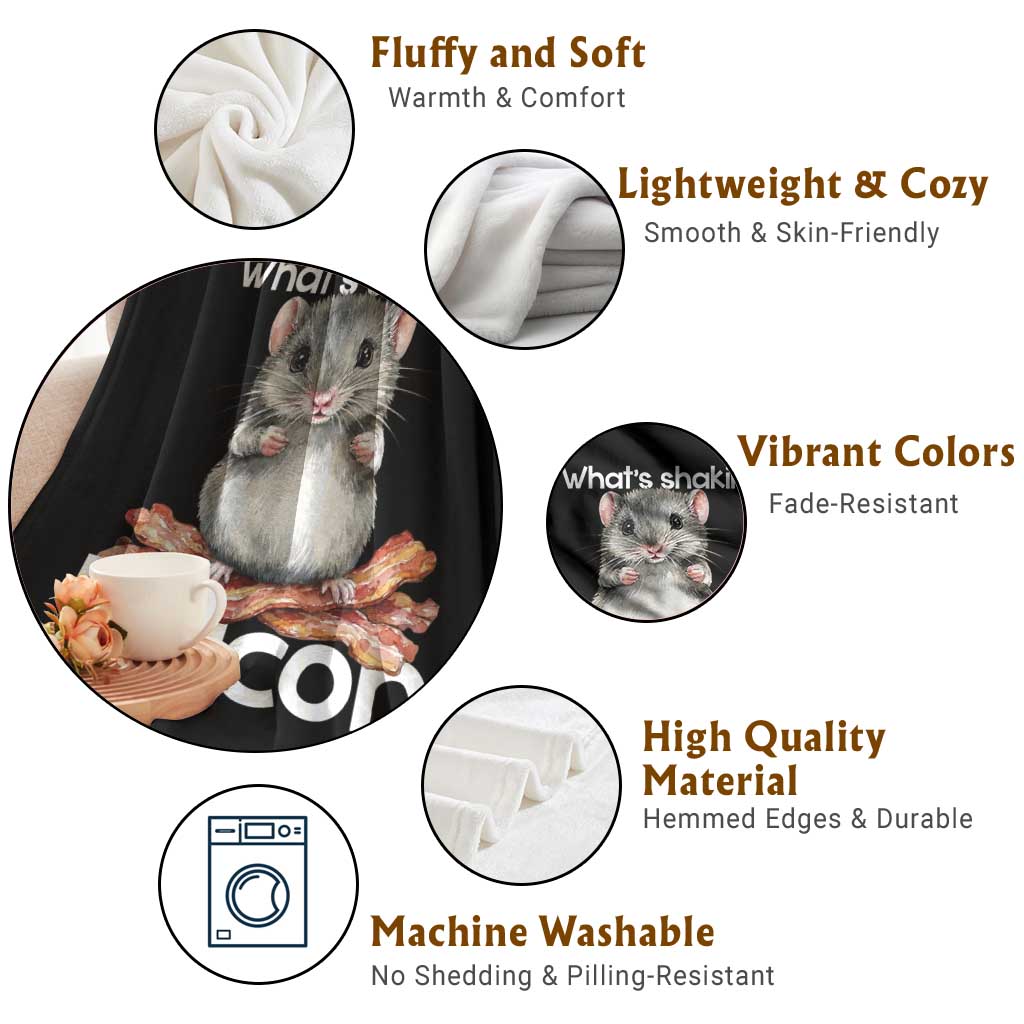 What is Shakin Bacon Funny Mouse Throw Blanket Pun Animal Humor TS02 Print Your Wear