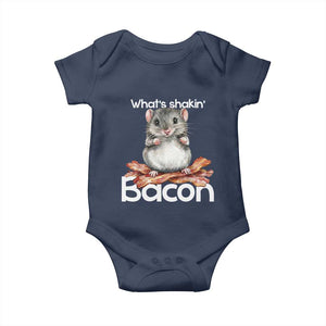 What is Shakin Bacon Funny Mouse Baby Onesie Pun Animal Humor TS02 Navy Print Your Wear