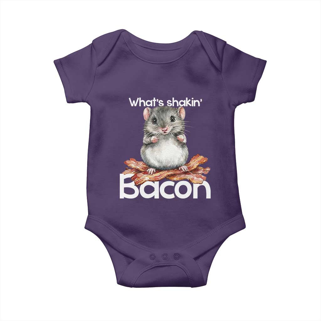 What is Shakin Bacon Funny Mouse Baby Onesie Pun Animal Humor TS02 Purple Print Your Wear