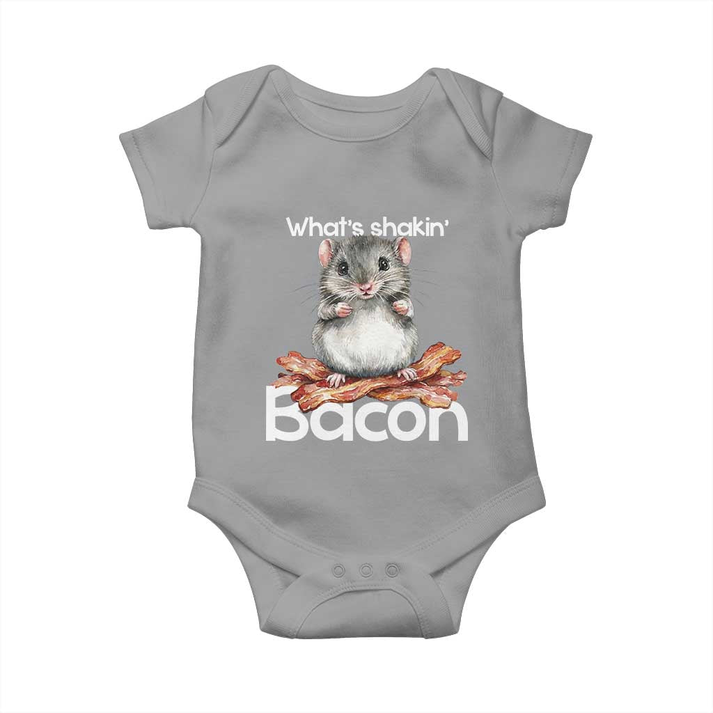 What is Shakin Bacon Funny Mouse Baby Onesie Pun Animal Humor TS02 Sport Gray Print Your Wear