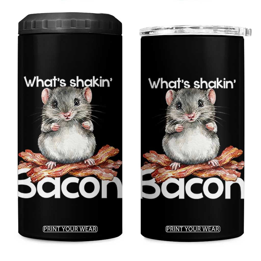 What is Shakin Bacon Funny Mouse 4 in 1 Can Cooler Tumbler Pun Animal Humor - Print Your Wear