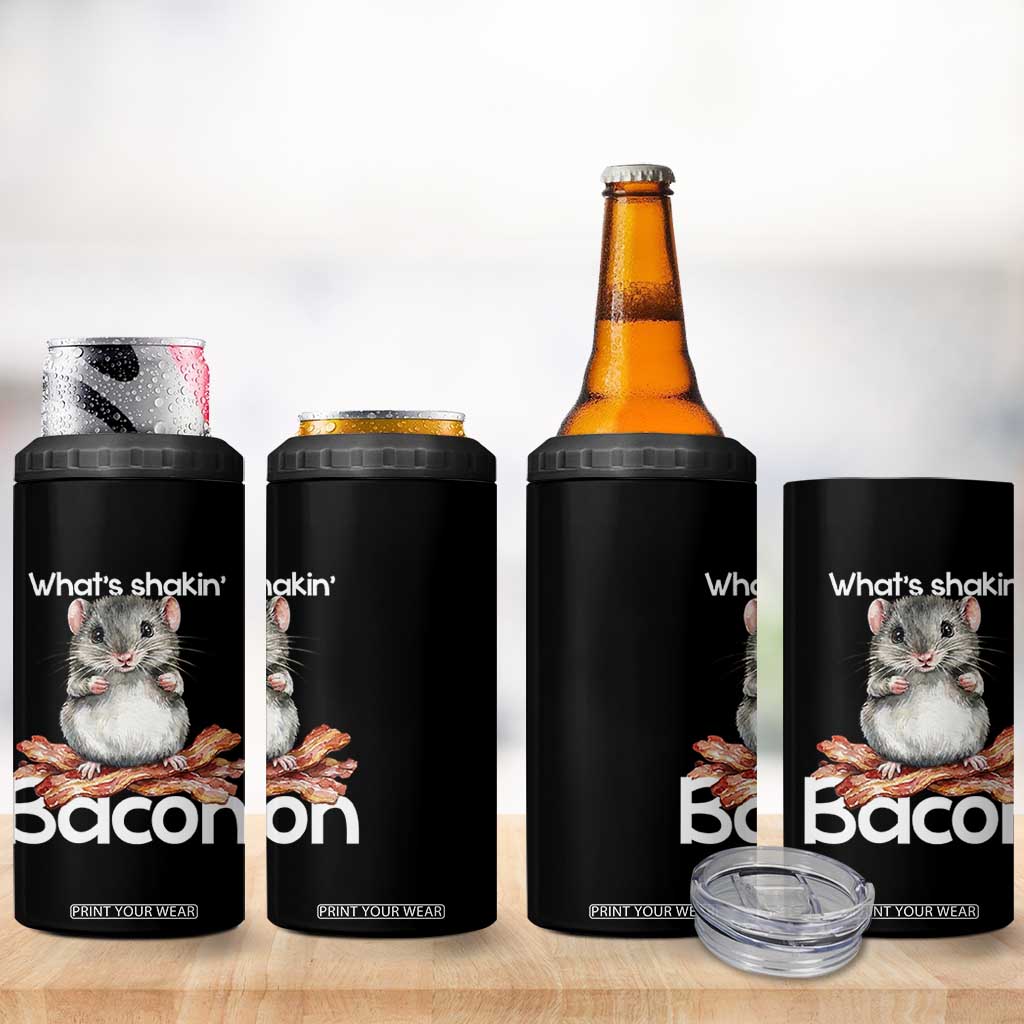 What is Shakin Bacon Funny Mouse 4 in 1 Can Cooler Tumbler Pun Animal Humor TS02 Print Your Wear