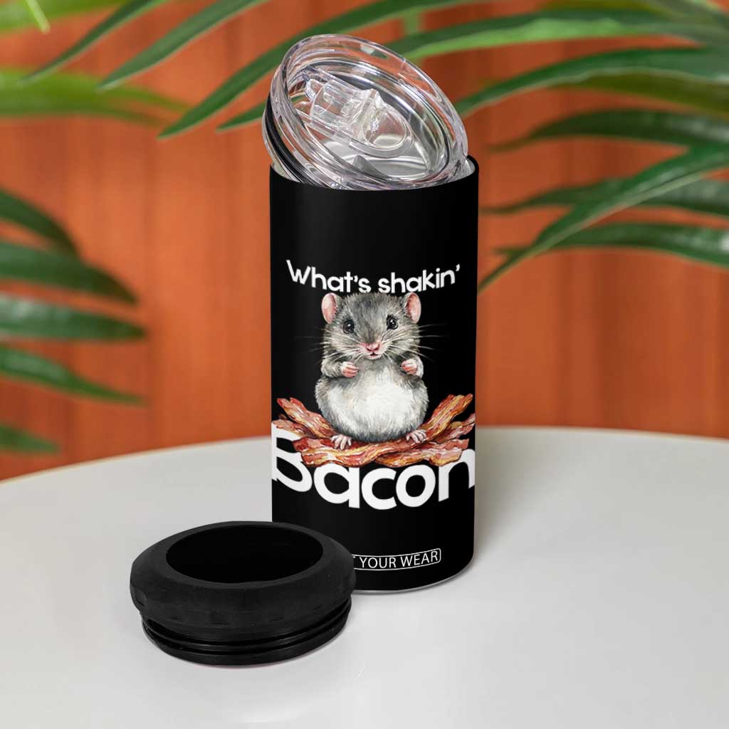What is Shakin Bacon Funny Mouse 4 in 1 Can Cooler Tumbler Pun Animal Humor TS02 Print Your Wear
