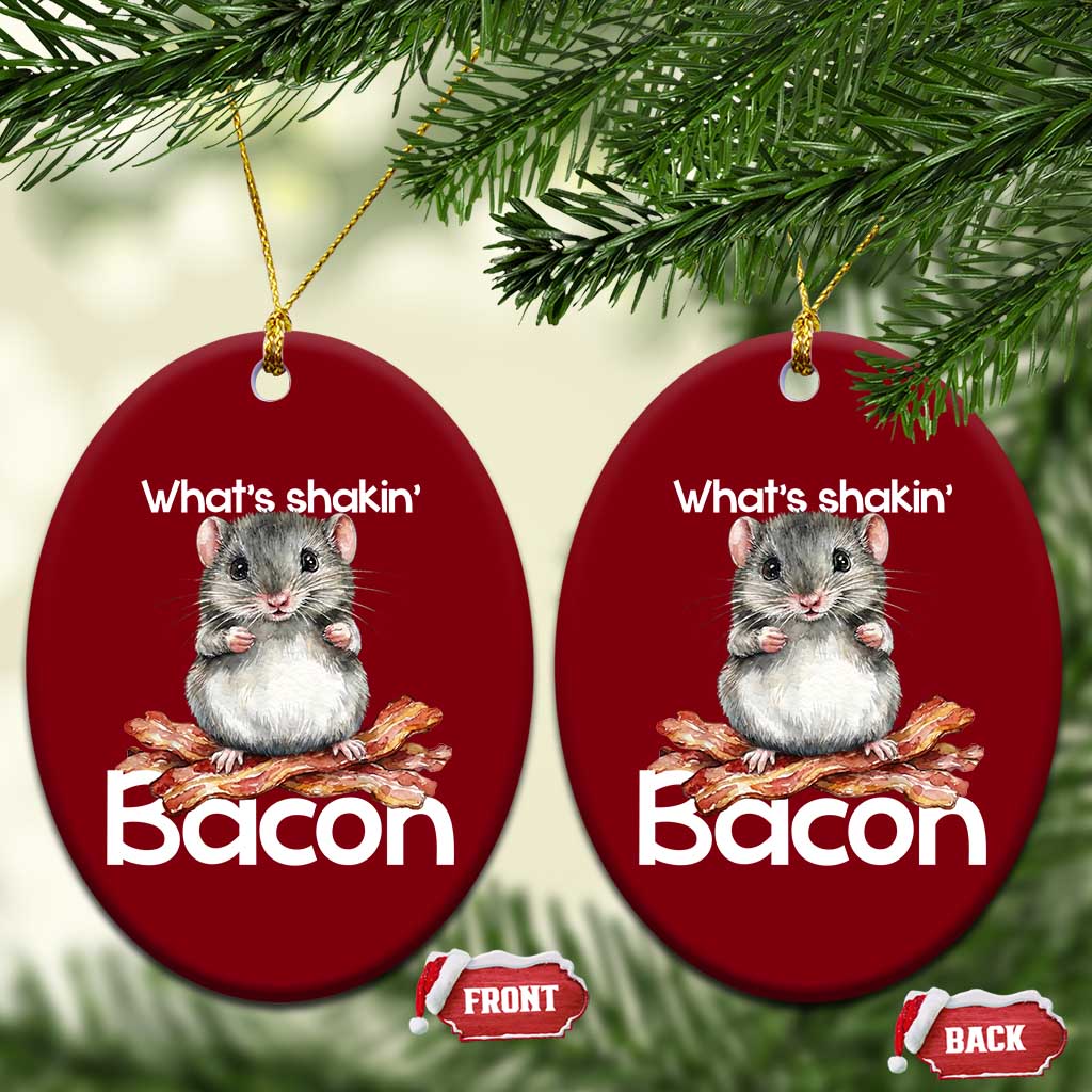 What is Shakin Bacon Funny Mouse Ceramic Ornament Pun Animal Humor TS02 Print Your Wear