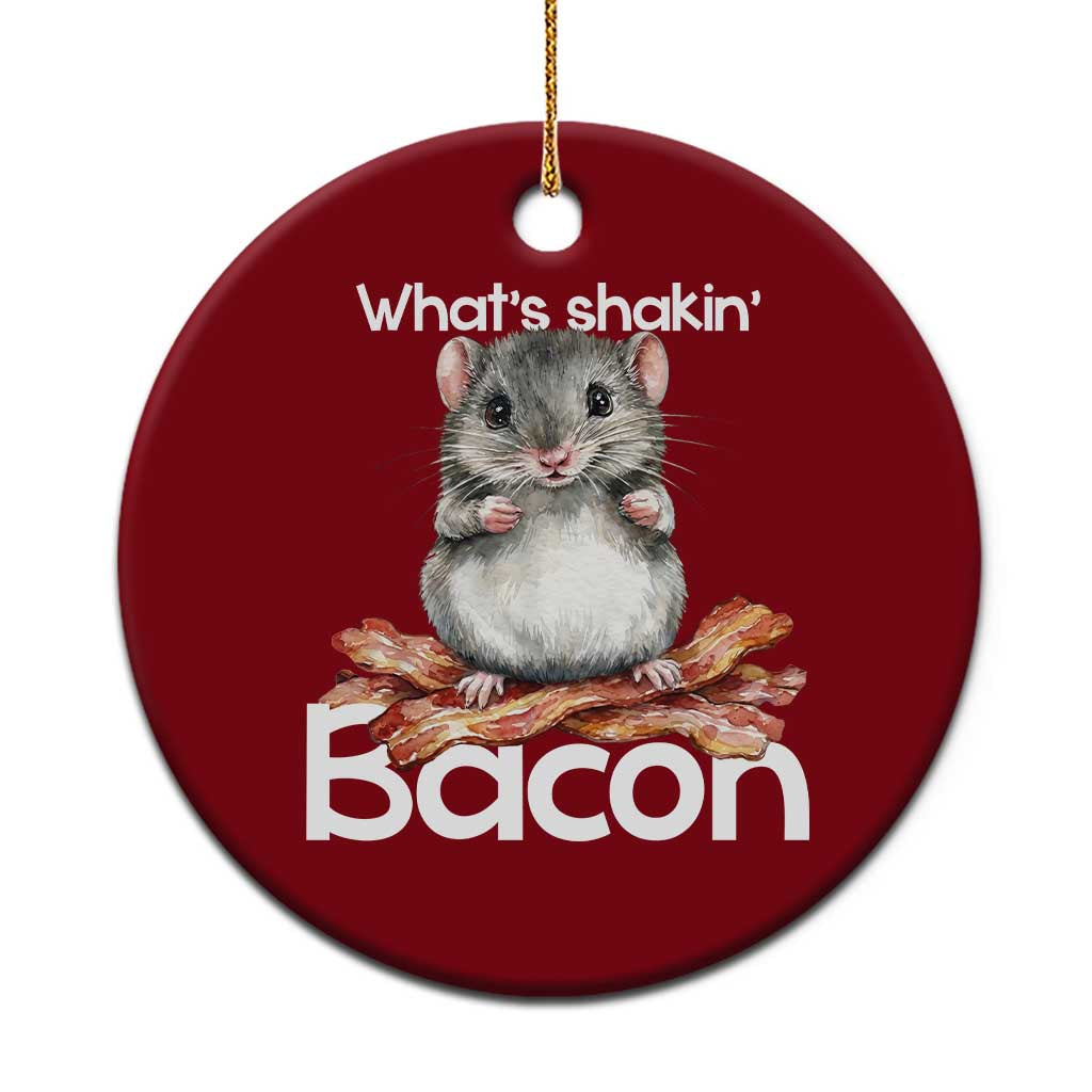 What is Shakin Bacon Funny Mouse Ceramic Ornament Pun Animal Humor TS02 1pc Red Print Your Wear