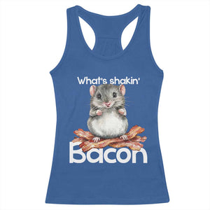 What is Shakin Bacon Funny Mouse Racerback Tank Top Pun Animal Humor TS02 Royal Blue Print Your Wear