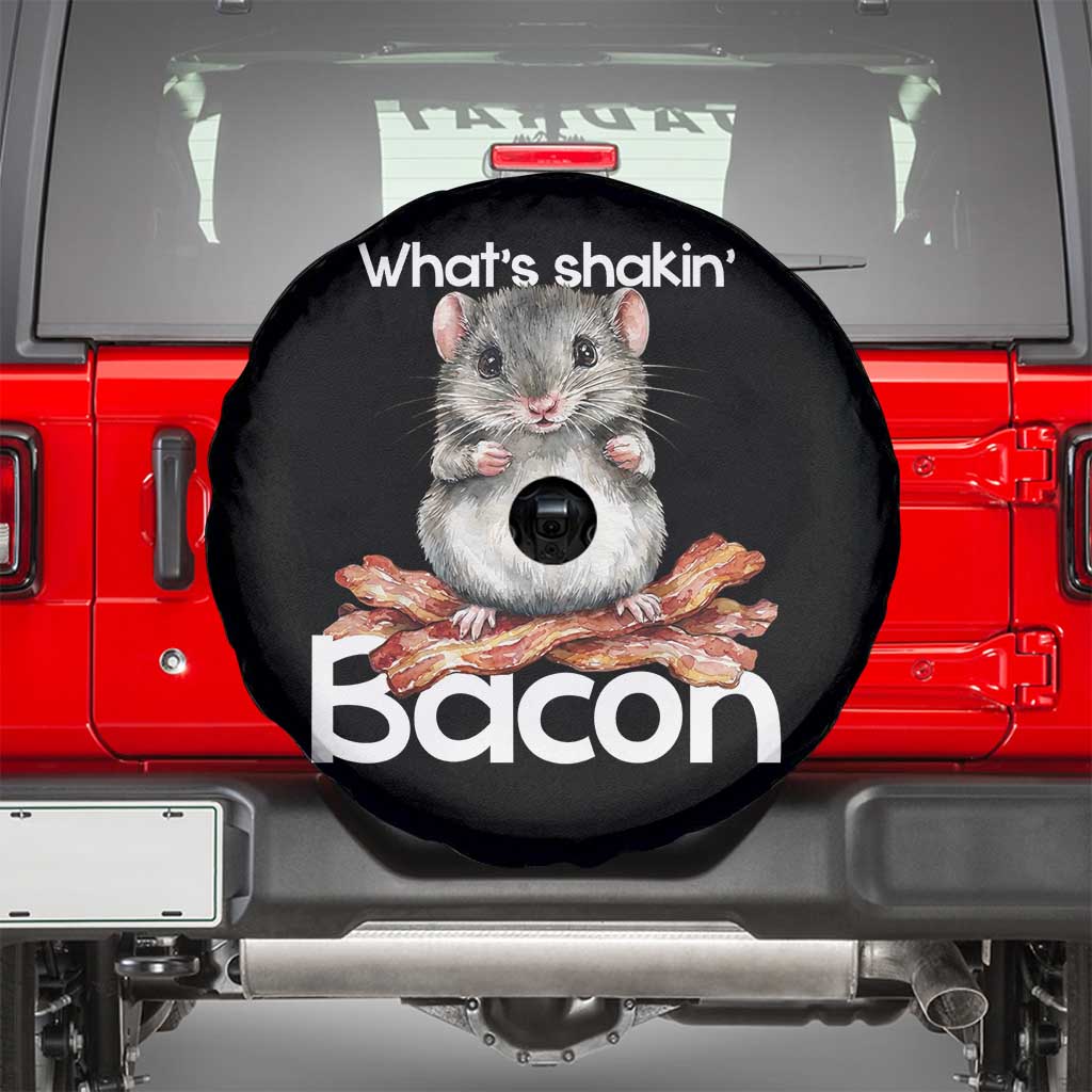 What is Shakin Bacon Funny Mouse Spare Tire Cover Pun Animal Humor TS02 Black Print Your Wear