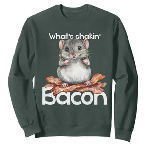 What is Shakin Bacon Funny Mouse Sweatshirt Pun Animal Humor TS02 Dark Forest Green Print Your Wear