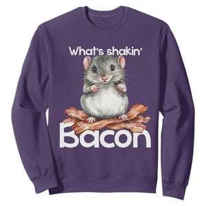 What is Shakin Bacon Funny Mouse Sweatshirt Pun Animal Humor TS02 Purple Print Your Wear