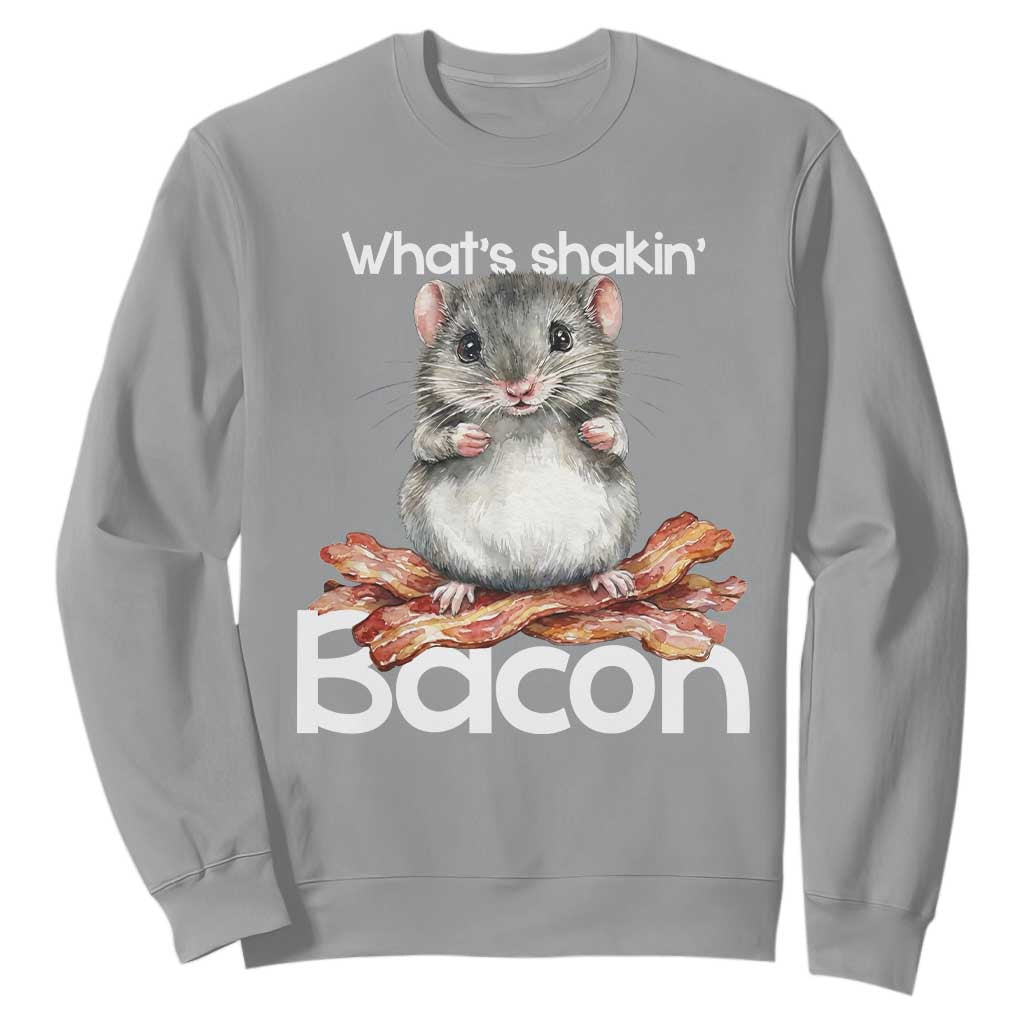 What is Shakin Bacon Funny Mouse Sweatshirt Pun Animal Humor TS02 Sport Gray Print Your Wear