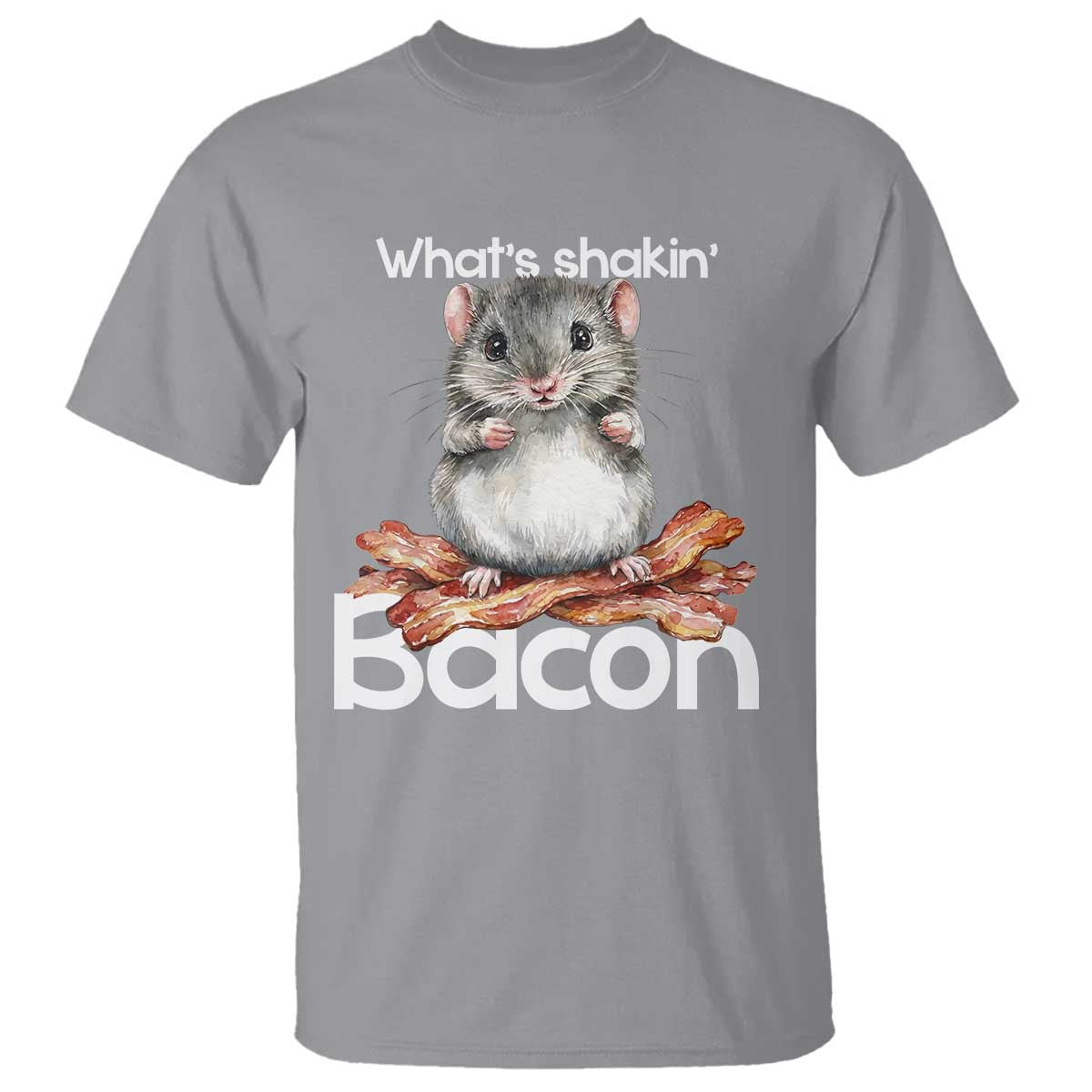 What is Shakin Bacon Funny Mouse T Shirt Pun Animal Humor TS02 Sport Gray Print Your Wear