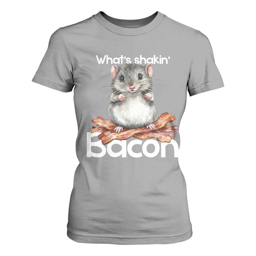 What is Shakin Bacon Funny Mouse T Shirt For Women Pun Animal Humor TS02 Sport Gray Print Your Wear