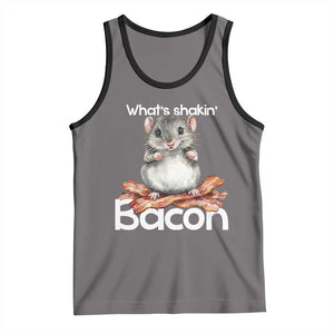 What is Shakin Bacon Funny Mouse Tank Top Pun Animal Humor TS02 Deep Heather Black Print Your Wear
