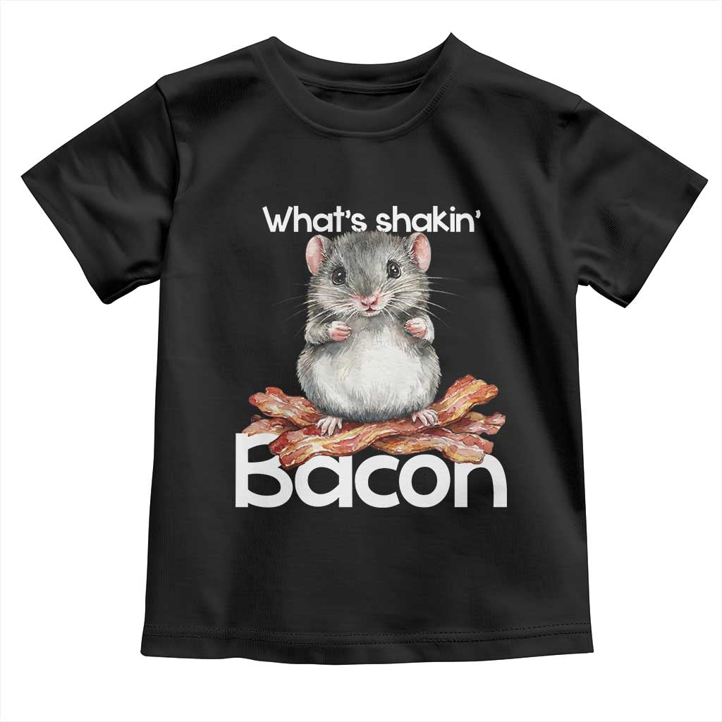 What is Shakin Bacon Funny Mouse Toddler T Shirt Pun Animal Humor TS02 Black Print Your Wear