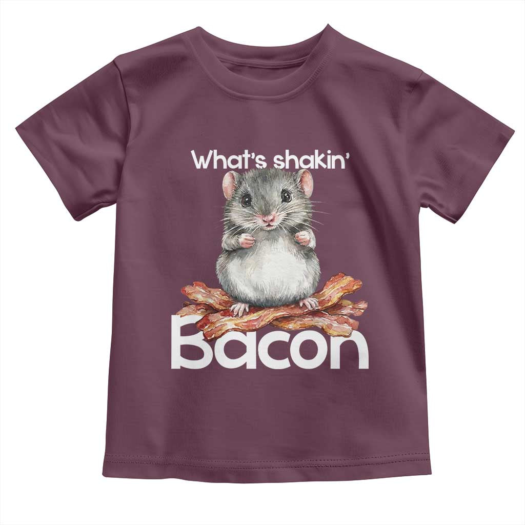 What is Shakin Bacon Funny Mouse Toddler T Shirt Pun Animal Humor TS02 Maroon Print Your Wear