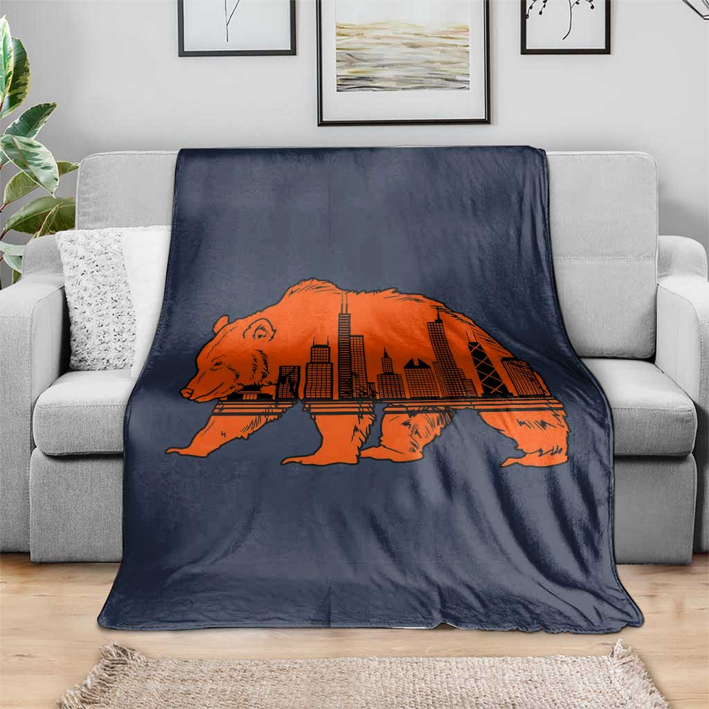 Chicago Skyline Bear Throw Blanket Windy City Pride True Lover Sports Fan TS02 Print Your Wear