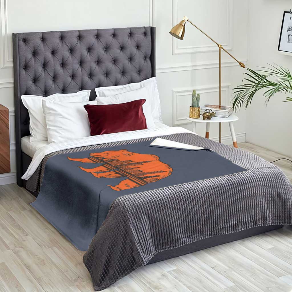 Chicago Skyline Bear Throw Blanket Windy City Pride True Lover Sports Fan TS02 Print Your Wear