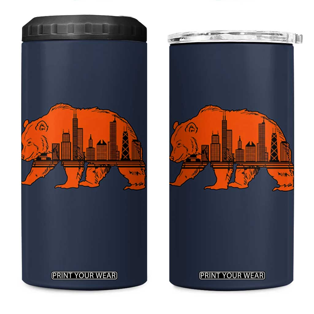 Chicago Skyline Bear 4 in 1 Can Cooler Tumbler Windy City Pride True Lover Sports Fan TS02 One Size: 16 oz Navy Print Your Wear