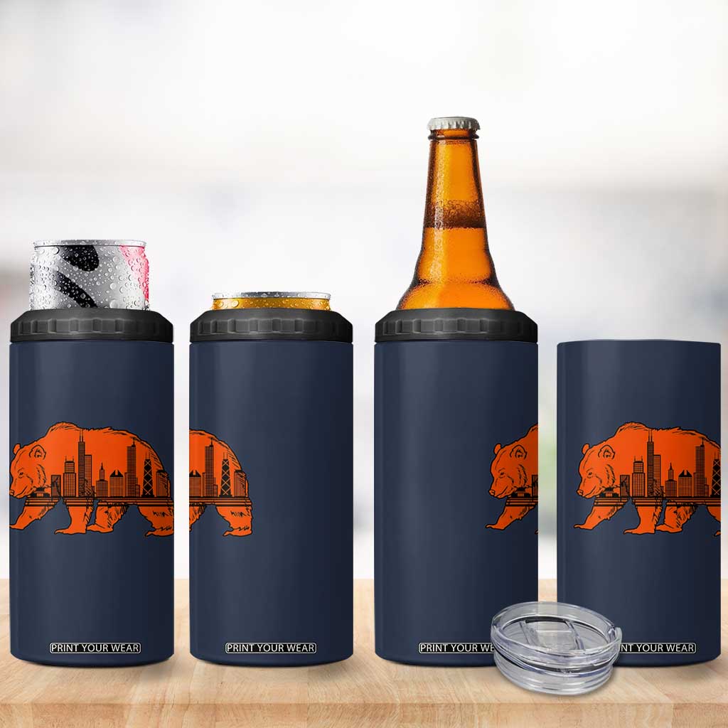 Chicago Skyline Bear 4 in 1 Can Cooler Tumbler Windy City Pride True Lover Sports Fan TS02 Print Your Wear