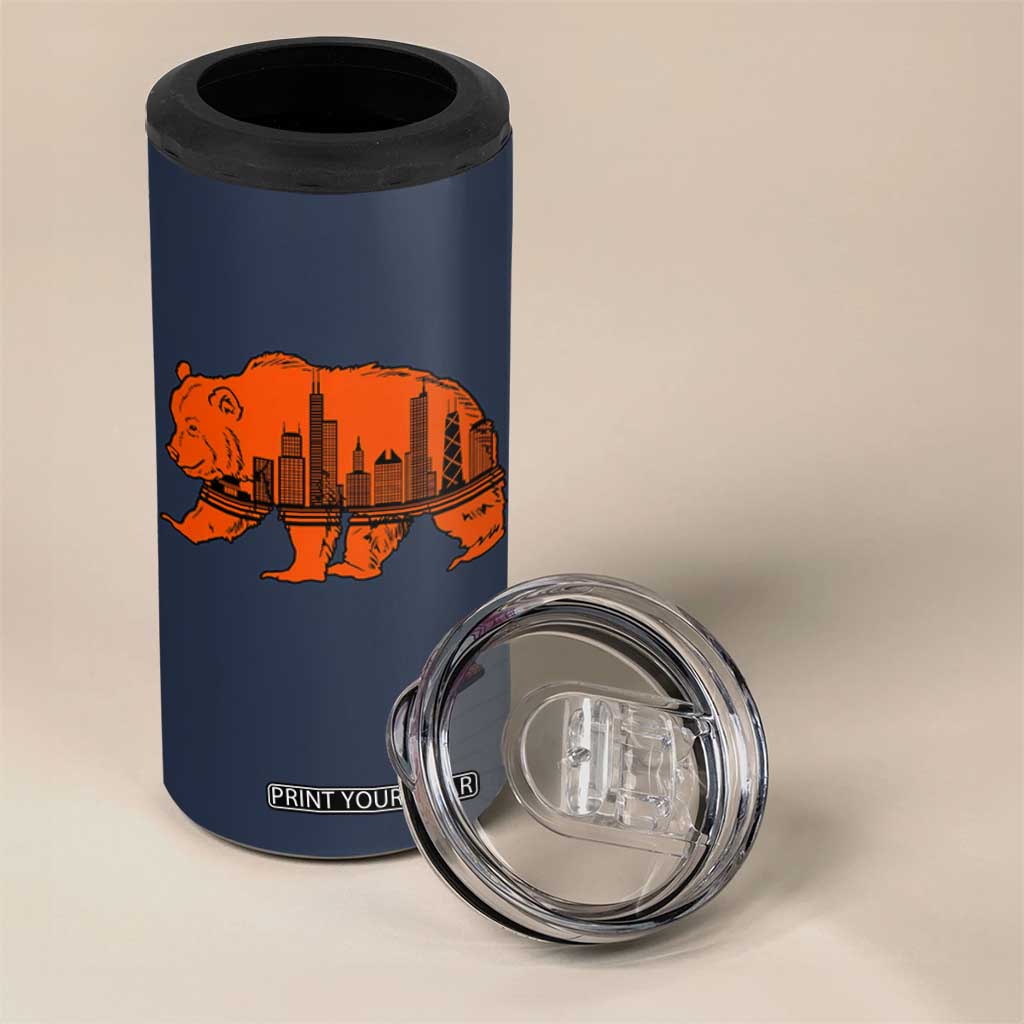 Chicago Skyline Bear 4 in 1 Can Cooler Tumbler Windy City Pride True Lover Sports Fan TS02 Print Your Wear