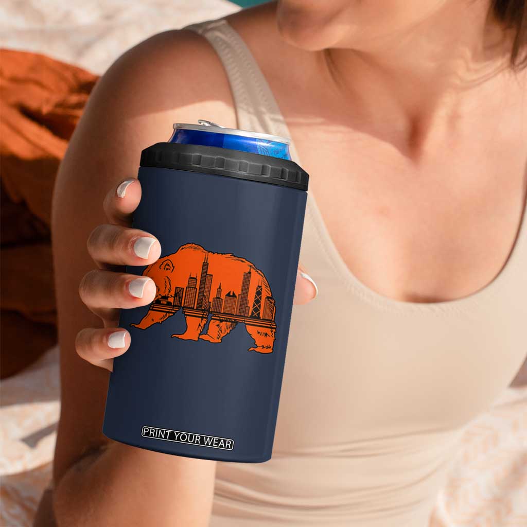 Chicago Skyline Bear 4 in 1 Can Cooler Tumbler Windy City Pride True Lover Sports Fan TS02 Print Your Wear