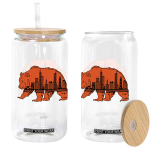 Chicago Skyline Bear Glass Can Windy City Pride True Lover Sports Fan TS02 Print Your Wear