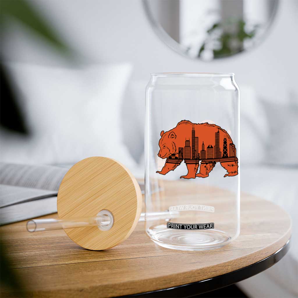 Chicago Skyline Bear Glass Can Windy City Pride True Lover Sports Fan TS02 Print Your Wear