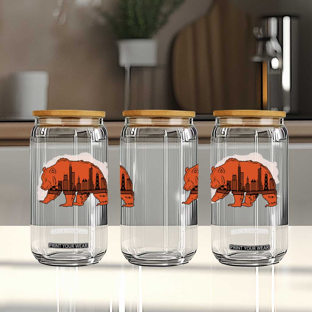 Chicago Skyline Bear Glass Can Windy City Pride True Lover Sports Fan TS02 Print Your Wear