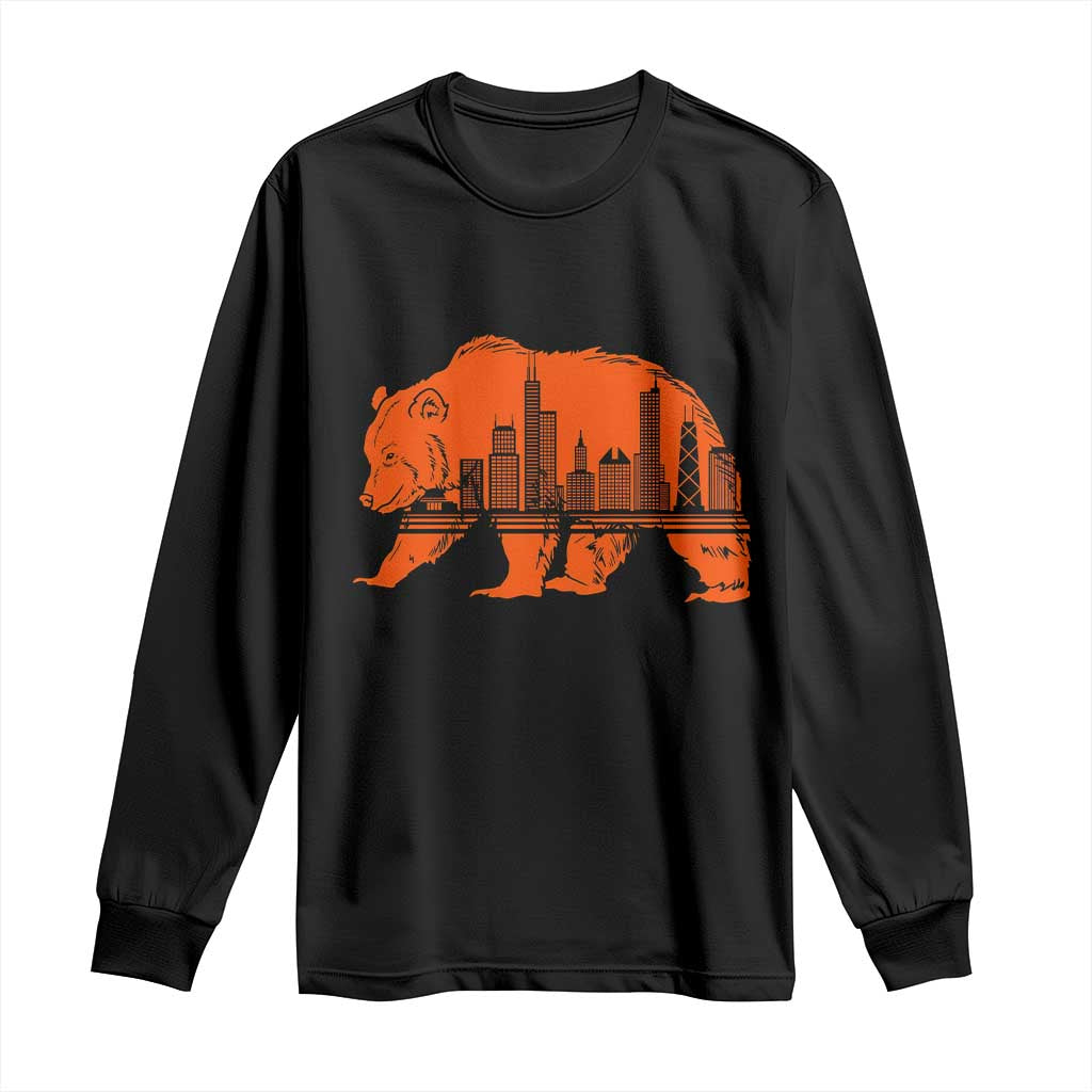 Chicago Skyline Bear Long Sleeve Shirt Windy City Pride True Lover Sports Fan TS02 Black Print Your Wear