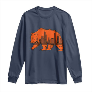 Chicago Skyline Bear Long Sleeve Shirt Windy City Pride True Lover Sports Fan TS02 Navy Print Your Wear
