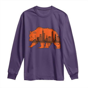 Chicago Skyline Bear Long Sleeve Shirt Windy City Pride True Lover Sports Fan TS02 Purple Print Your Wear