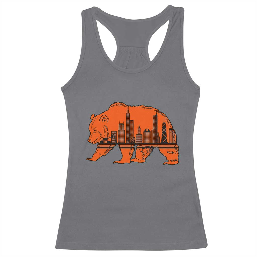 Chicago Skyline Bear Racerback Tank Top Windy City Pride True Lover Sports Fan TS02 Charcoal Print Your Wear