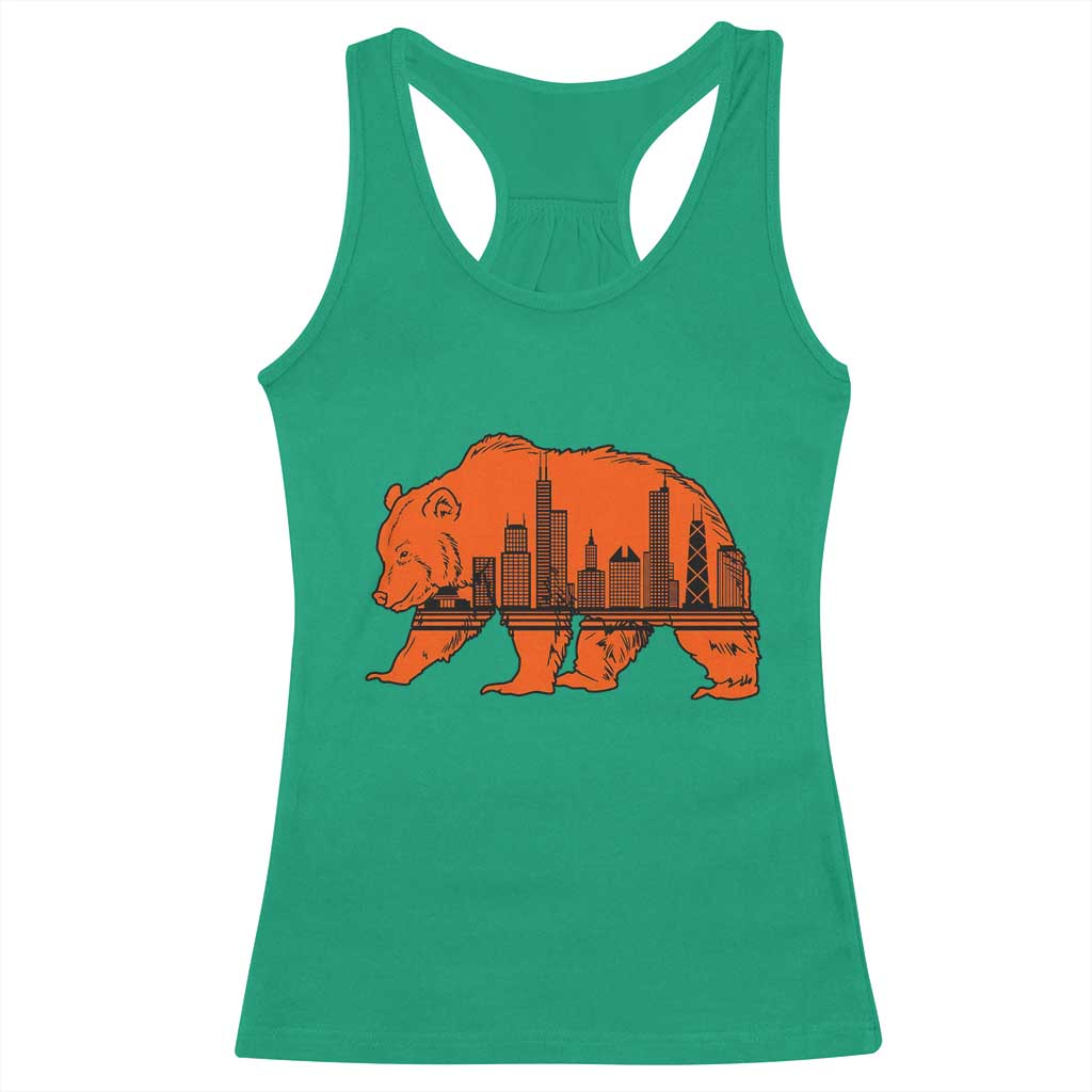 Chicago Skyline Bear Racerback Tank Top Windy City Pride True Lover Sports Fan TS02 Irish Green Print Your Wear