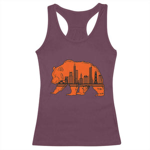 Chicago Skyline Bear Racerback Tank Top Windy City Pride True Lover Sports Fan TS02 Maroon Print Your Wear