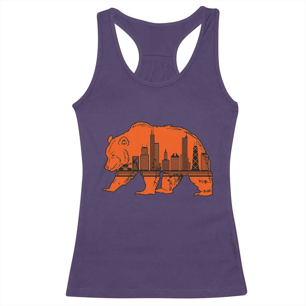 Chicago Skyline Bear Racerback Tank Top Windy City Pride True Lover Sports Fan TS02 Purple Print Your Wear
