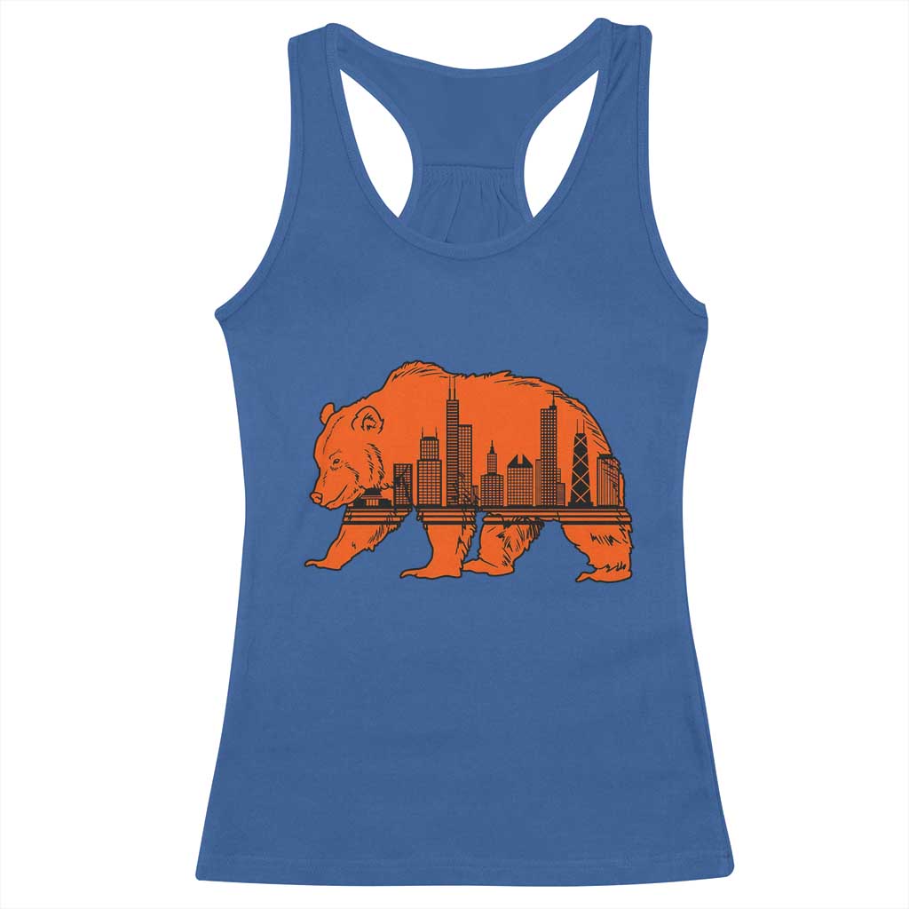 Chicago Skyline Bear Racerback Tank Top Windy City Pride True Lover Sports Fan TS02 Royal Blue Print Your Wear