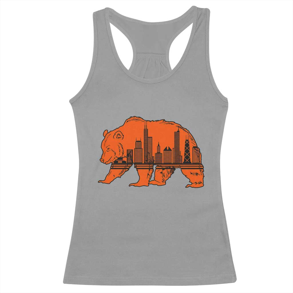Chicago Skyline Bear Racerback Tank Top Windy City Pride True Lover Sports Fan TS02 Sport Gray Print Your Wear